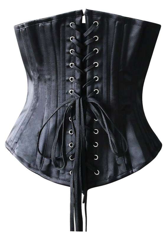 Double Boned Underbust Corsets, Black Steel Bones Underbust Corset, Cheap Waist Training Underbust Corset, #N9871