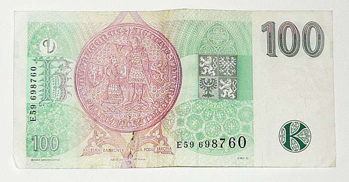 100 CZK Bank Note Back