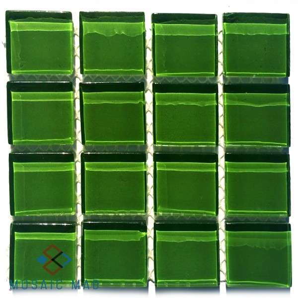 Crystal Glass Mosaic Tiles 25mm x 25mm- APPLE GREEN