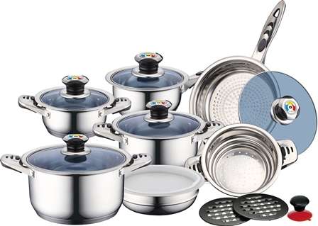 Royalty Line RL-16BG-C; Set of 16 pcs stainless steel pans