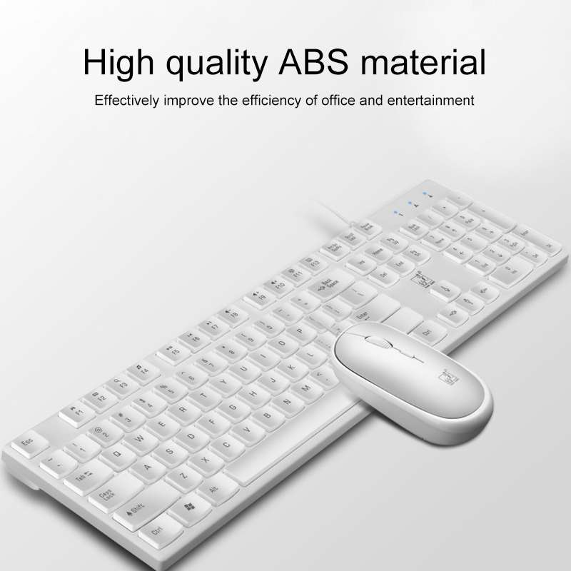 S600 Business Office Wired USB Keyboard+Mouse  Black/White/Blue