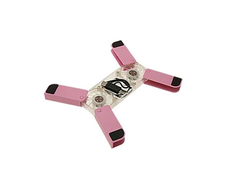 Foldable Pink Mini USB Folding 2 Fan Laptop PC Cooling Cooler Pads