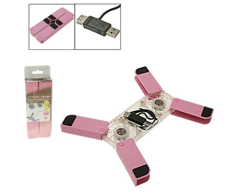 Foldable Pink Mini USB Folding 2 Fan Laptop PC Cooling Cooler Pads
