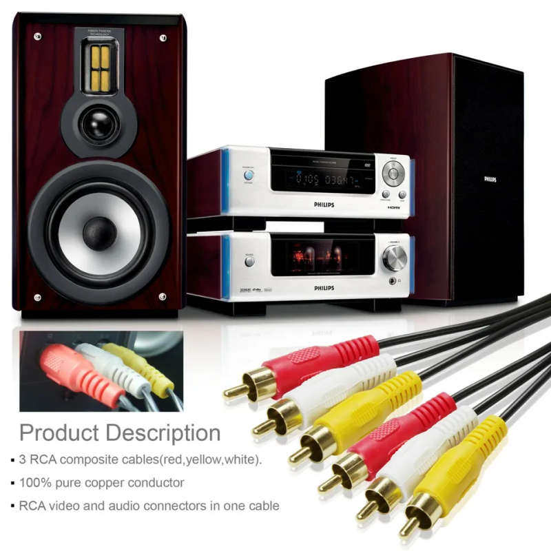 3M High Grade 3x3 RCA Audio Video Cable (3-RCA CORD)