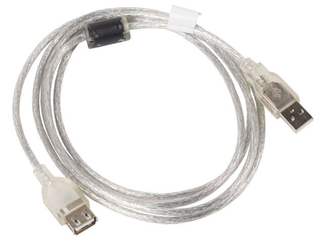 USB 2.0 Type A Cable Male to Female - 1.5m - Transparent Silver