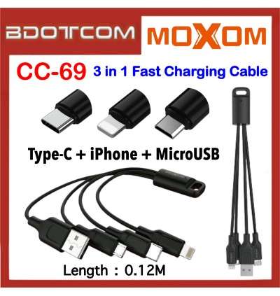 3-in-1 Moxom Key Chain Charging Cable CC-69 For Phone