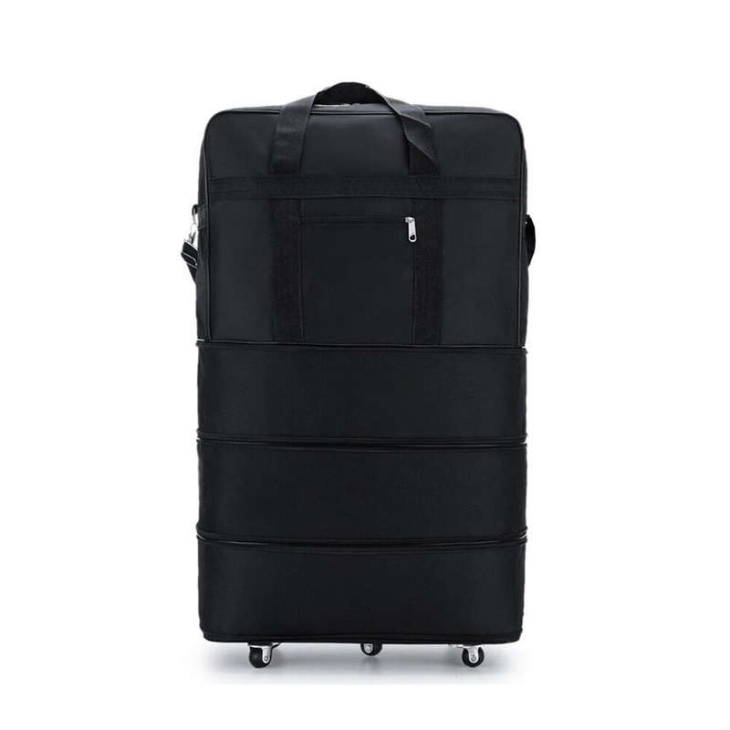 3Layer Suitcase Bag Foldable Rolling Luggage Bag  (Black)
