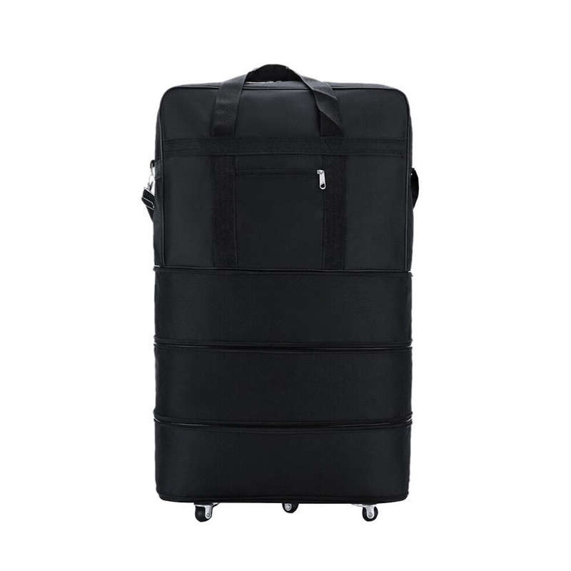 3Layer Suitcase Bag Foldable Rolling Luggage Bag  (Black)