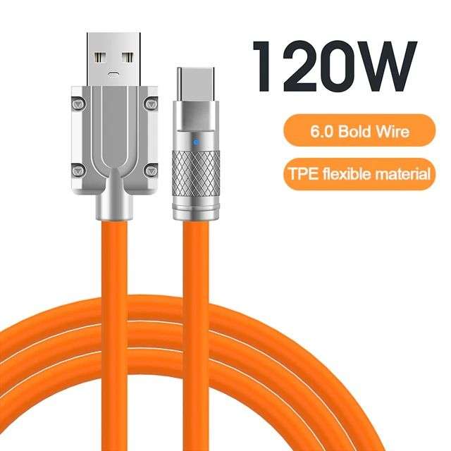 120w 6a Super Fast Charge Type-C Liquid Silicone Cable-1m