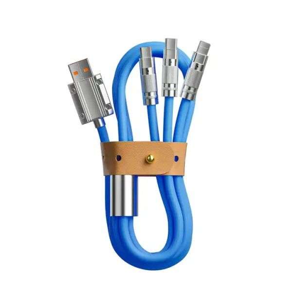 Charge Cable Zinc Alloy Silicone 120W 3 In 1 Fast Charge Cable 6A