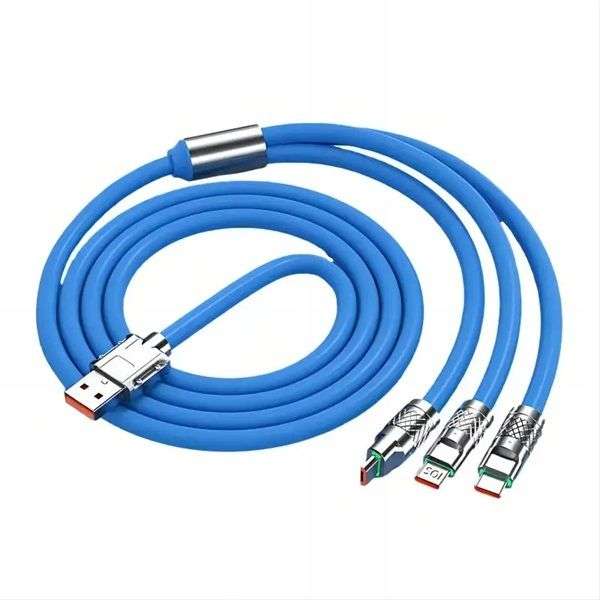 Charge Cable Zinc Alloy Silicone 120W 3 In 1 Fast Charge Cable 6A