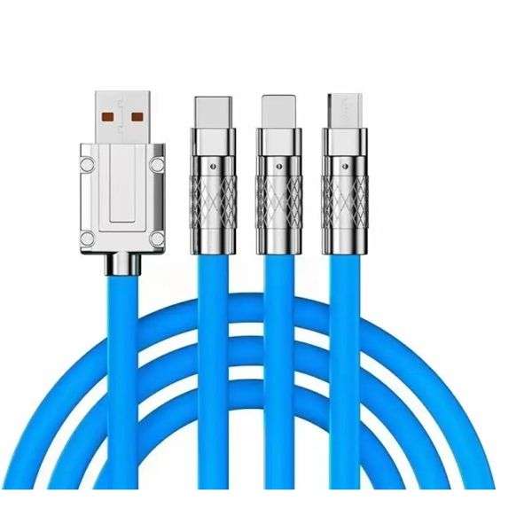 Charge Cable Zinc Alloy Silicone 120W 3 In 1 Fast Charge Cable 6A