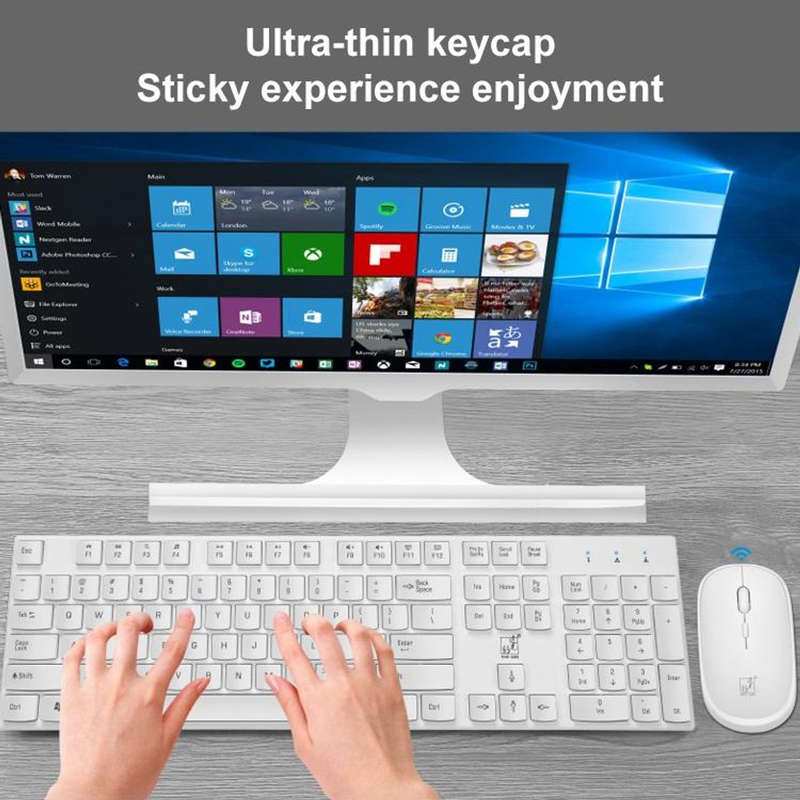 Wireless Key Board + Mouse Set  8820( White /pink)