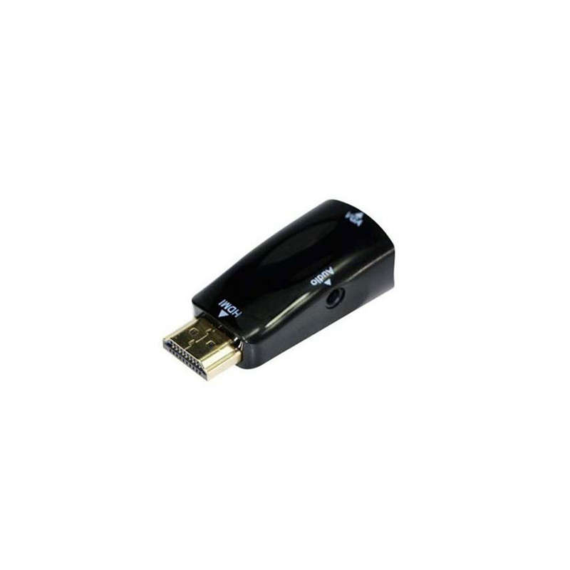 Generic HDMI to VGA (D-SUB) Display + 3.5mm Audio Adapter Black