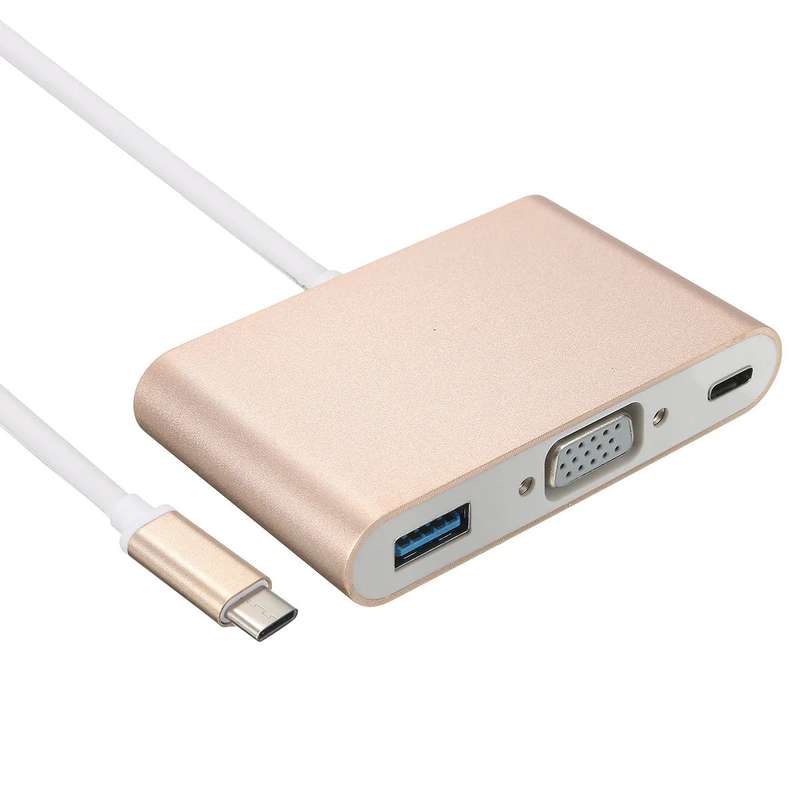 ZYF 3 IN 1 Male USB Type C To Female VGA  Adapter