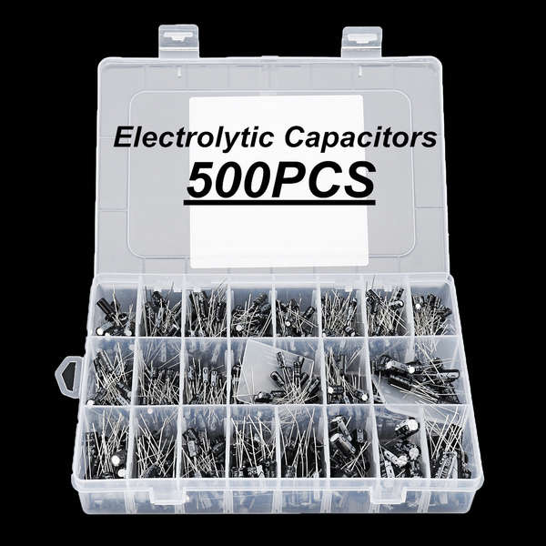 24 Values 500pcs Electrolytic Capacitor Assortment Box Kit Range 0.1UF-1000UF 16V-50V