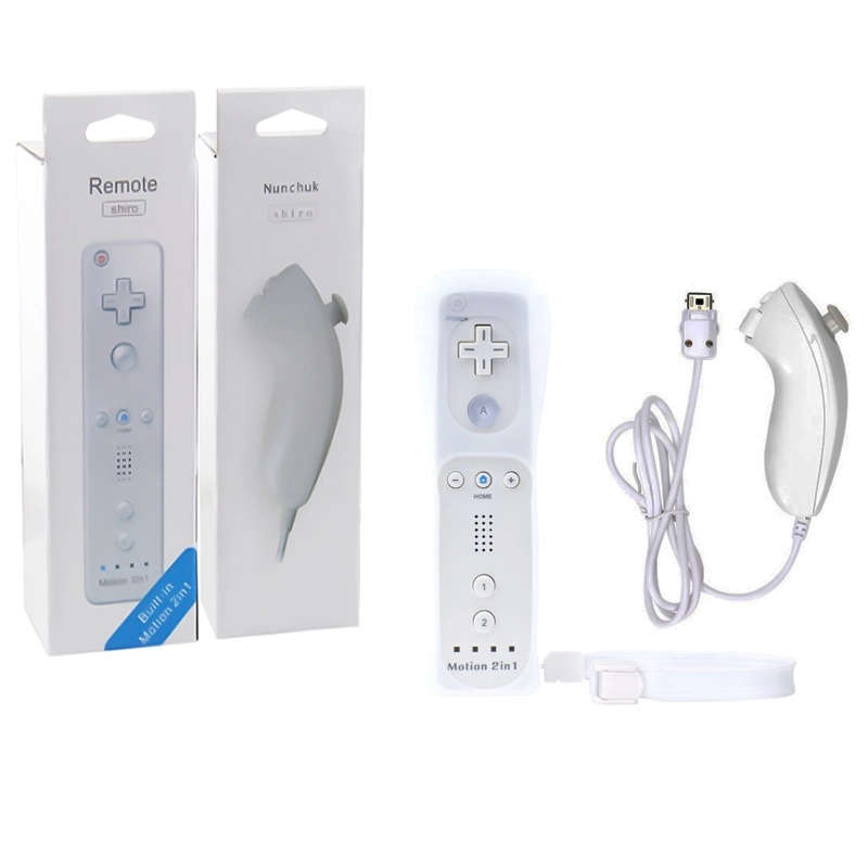 Wii/WiiU 2in1 Remote Controller Built-in Motion Plus With Nunchuck/White