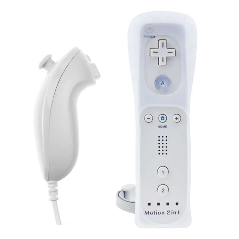 Wii/WiiU 2in1 Remote Controller Built-in Motion Plus With Nunchuck/White