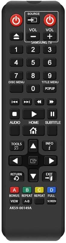 Replacement Remote Control AK59-00149A for SAMSUNG DVD BD BLU-RAY DISC PLAYER BDF5100/ZA BD-ES530...