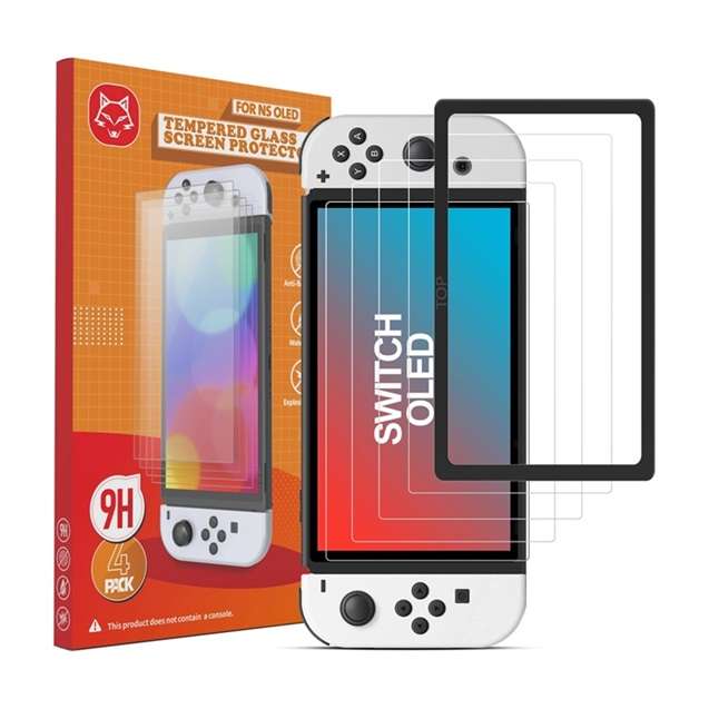 Switch Oled Tempered Glass Screen Protector With Tool 4pcs