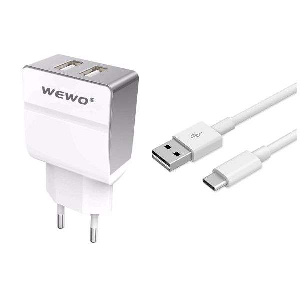 Wewo W-004 Dual USB Fast Charger + Type-C Cable for Smartphones