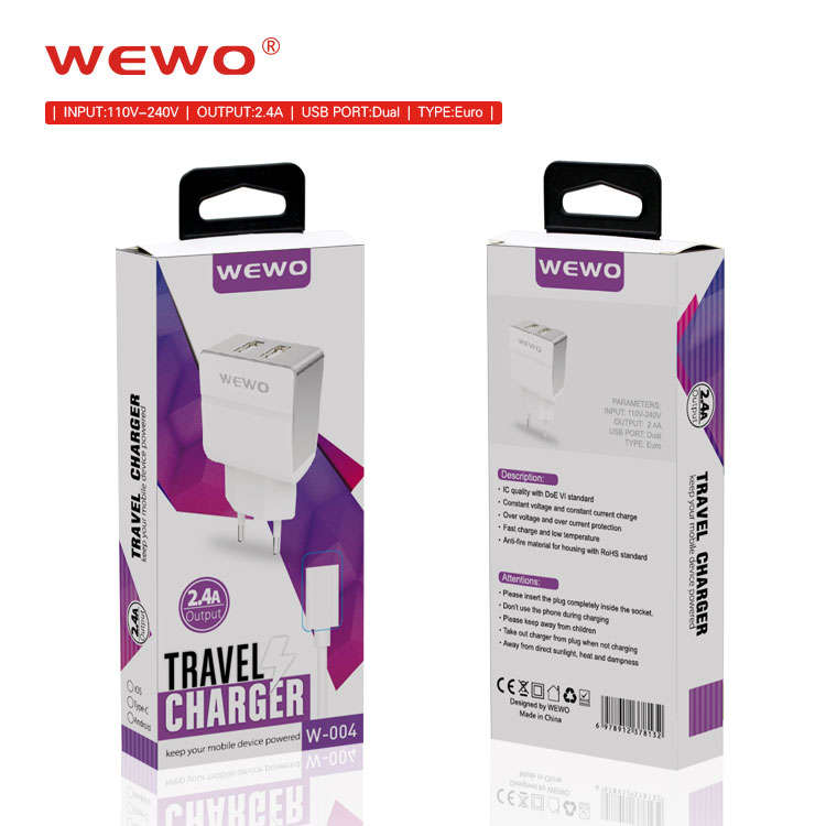 Wewo W-004 Dual USB Fast Charger + Type-C Cable for Smartphones
