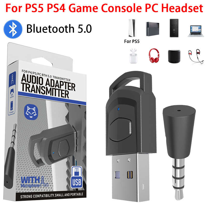 PS5/PS4/PC Wireless Bluetooth Transmitter Audio Adapter Dongle Receiver