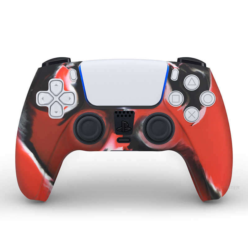 Soft Silicone Gel Rubber Case Cover For PS5 Controller Protection Case Red