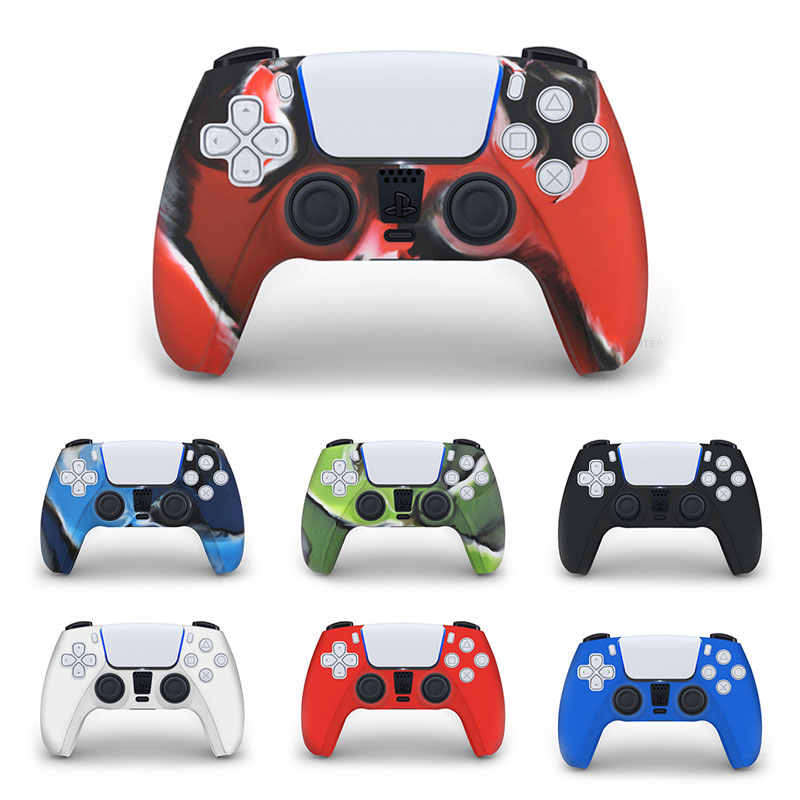 Soft Silicone Gel Rubber Case Cover For PS5 Controller Protection Case Red