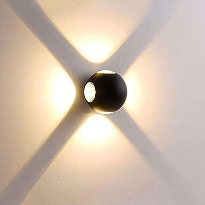 Ewube Outdoor Luxury Modern Style Round 4-Way LED Wall Lamp