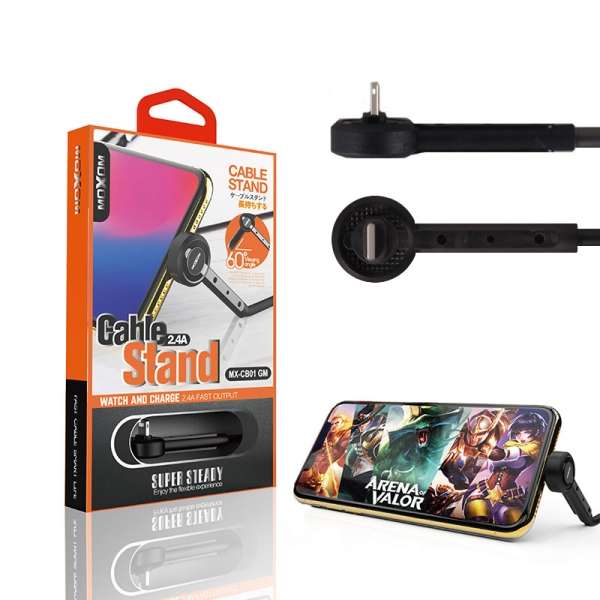 MX-CB01 Moxom 2.4A Type C Cable Stand For Mobile Phones - Black