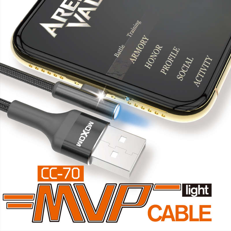 CC-70 Moxom USB Type-C Cable Game Cable For Mobile Phone - Black