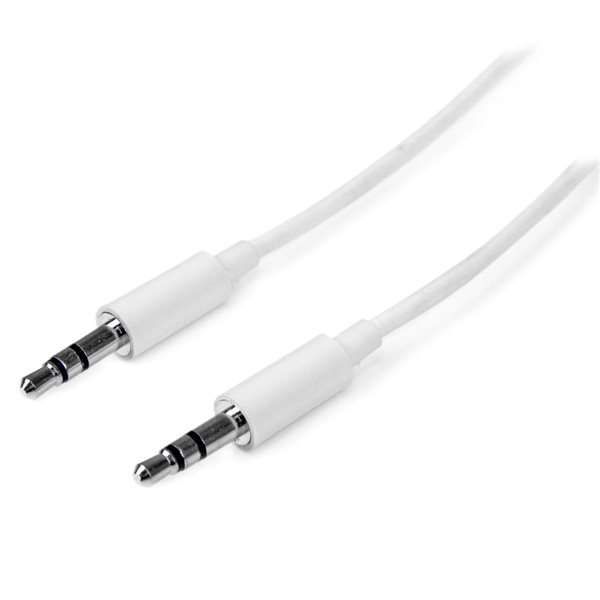 3.5mm AUX Braided Male Cable for PC/Headphone/Smartphone White