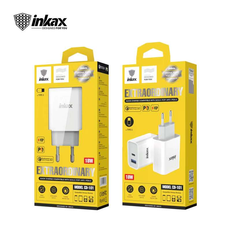 INKAX CD-101 2 USB PD+QC 3.0 18W Adaptor charger for Cellphone