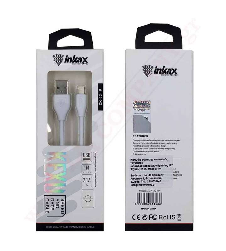 INKAX CK-22 1M 2.1A iPhone USB TO Lightning Cable