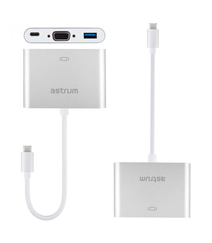 USB Type-C to VGA + USB Type-C + Type-A USB Adapter