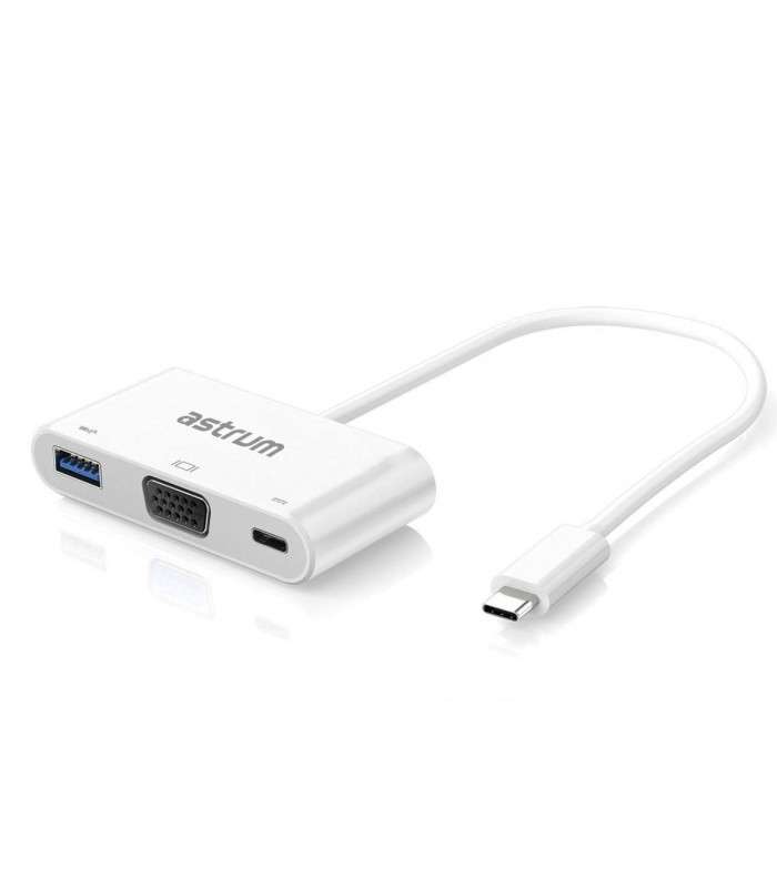 USB Type-C to VGA + USB Type-C + Type-A USB Adapter