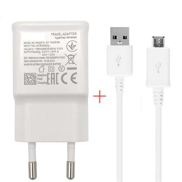 Adaptive Fast Travel Adapter 2-Pin Charger + Cable with Micro USB