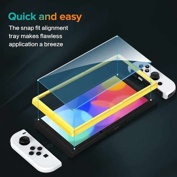Switch Oled Tempered Glass Screen Protector With Tool 4pcs