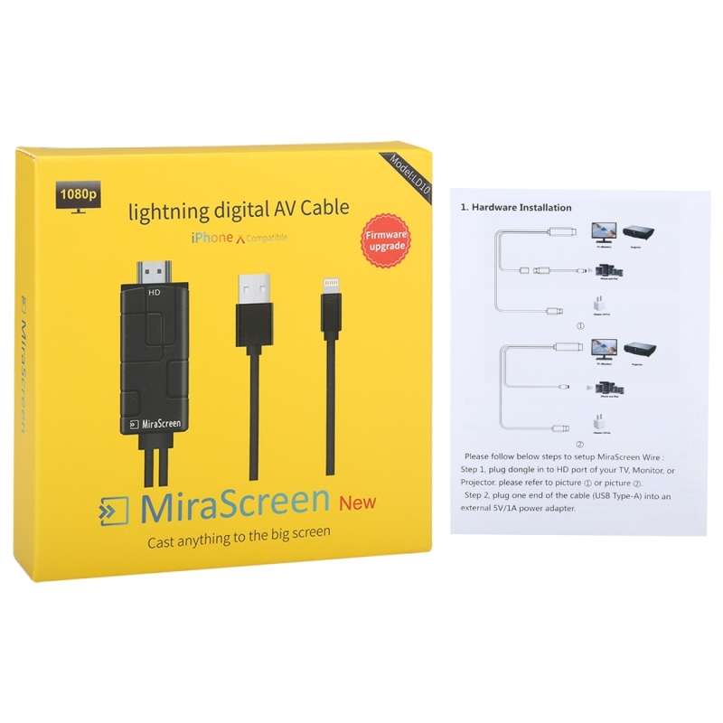 MiraScreen LD10-L Right Angled 8-Pin to HDMI 1080P Display Adapter