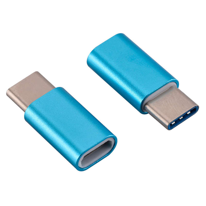 Micro USB Female to Type C Male OTG Adapter Blue