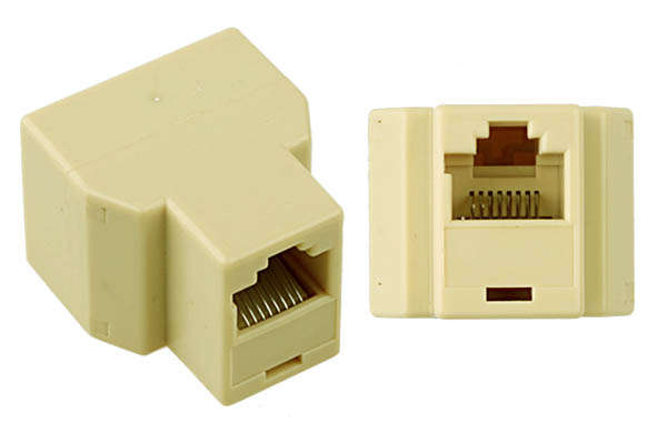 RJ45 Ethernet Connector Splitter 1 to 2 sockets Internet Cable Cat 5/6