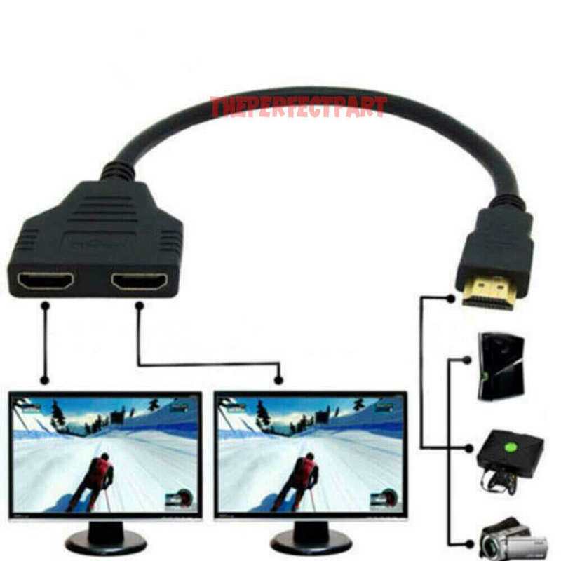 HDMI Splitter Adapter Cable Connect 1 Unit to 2 Outputs