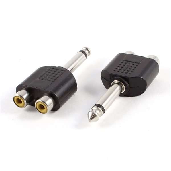 6.3mm Stereo Jack Male to 2 x RCA/Phono Female Audio Adapter