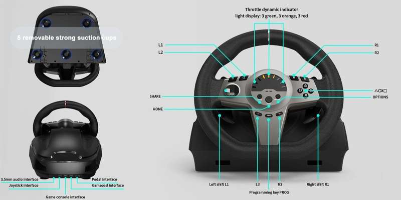 Game Steering Wheel For Xbox One/ Series X & S /PS4 /PS3/Switch/PC