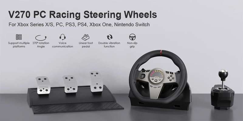 Game Steering Wheel For Xbox One/ Series X & S /PS4 /PS3/Switch/PC