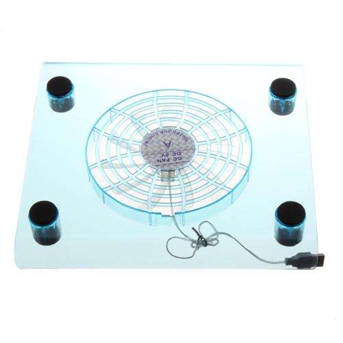 Cool Transparent USB2.0 Notebook Pad with LED + Fan Cooler Cooling