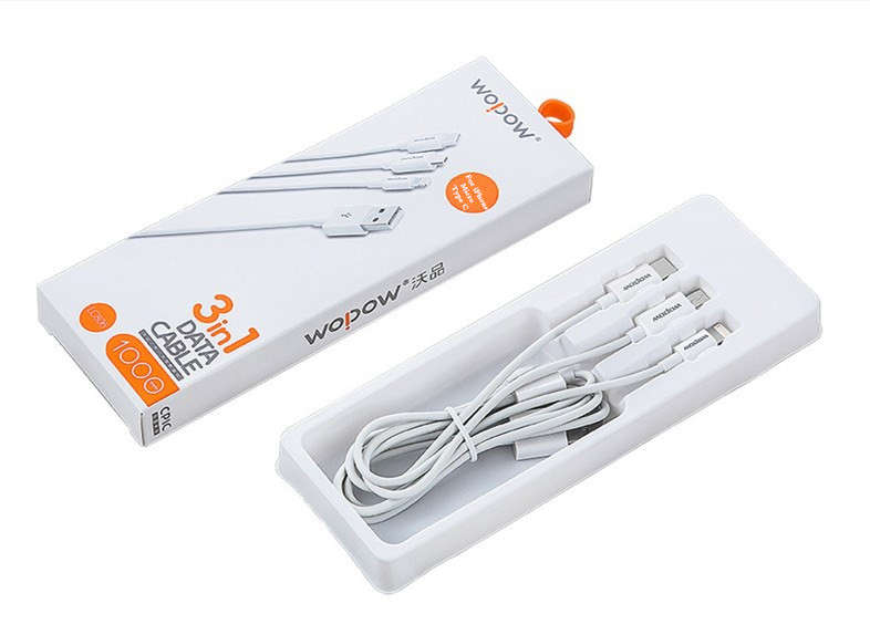 3in1 Wopow USB Cable (Micro/TypeC/Lightning) For Mobile Phones