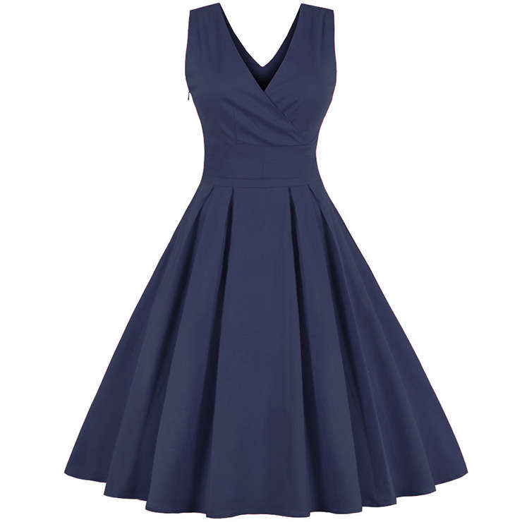 Women's 1950's Vintage Deep V Casual Party Cocktail Dress