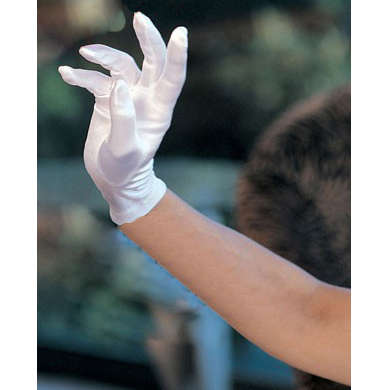 White Satin wrist length gloves